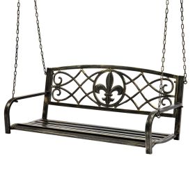 swFarm Home Bronze Sturdy 2 Seat Porch Swing Bench Scroll Accents