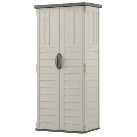 sOutdoor Heavy Duty 22 Cubic Ft Vertical Garden Storage Shed in Taupe Grey