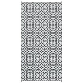 Outsunny Outdoor Rug 9'x18' Reversible, RV Camping, Black & White Clover, Portable Design