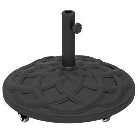 Outsunny Round Patio Umbrella Base with Wheels, 44 lbs Resin Umbrella Stand Base