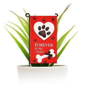 Garden Flag Stand Forever in My Heart Pawprint Dog Memorial 4x8 Inch Printed Blockout Polyester