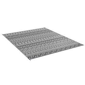 Outsunny Outdoor Mat 8x10 Reversible Boho, Patio, Gray & White, Portable