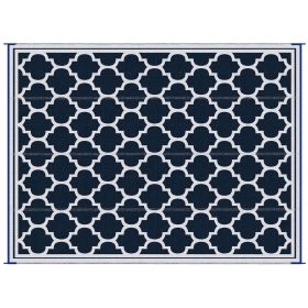 Outsunny 9x18 Modern Outdoor Mat, Plastic Waterproof, Reversible & Folding for Picnic, Beach, Camping, Blue & White