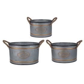 Set of 3 Huxley Metal Decorative Pots