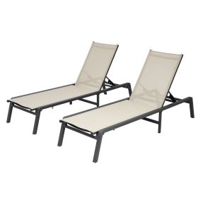 2Pcs Foldable Chaise Lounge Chair Adjustable Back Outdoor Pool Sun Tanning Chair