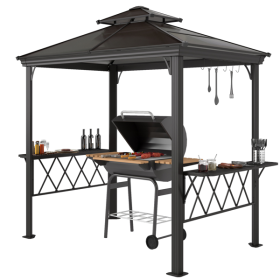 Barbecue And Cooking Pergola (Color: Black)