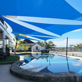 Artpuch Custom Size Sky Blue Sun Shade Sail Triangle Canopy 185 GSM Durable Fabric UV Block Awning for Outdoor Patio Garden Backyard (Customized (Color: Sky Blue, size: 10x14x17.2)